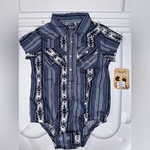 Wrangler Navy and White Patterned Baby Onesie